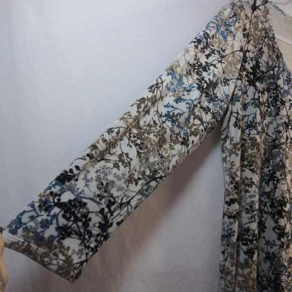 Pure J. Jill "Zinc Calm Vines" Velour Tunic Top XL Cream/Brown Size L - Picture 5 of 9